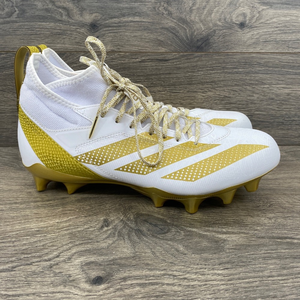 Adidas Adizero Football Cleats Mens 11.5 White Gold IH0886 Lightweight Athletic